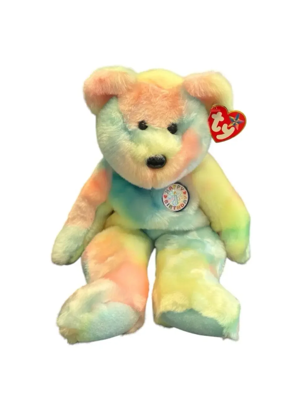 NWT Vintage Ty Beanie Babies Beanie Buddy BB Bear Tie Dye Bear Stuffed Animal